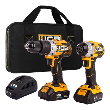 JCB 18TPK-2 kefementes fúró és ütvecsavarozó szett, 18 V-os 2Ah Li-Ion akkumulátor, töltő és ZCASE táska