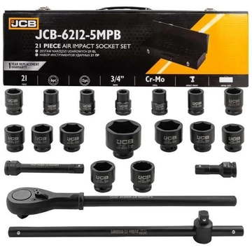 JCB 6212-5MPB ütvecsavarozó szerszámkészlet 3/4" 20 részes 17-50mm
