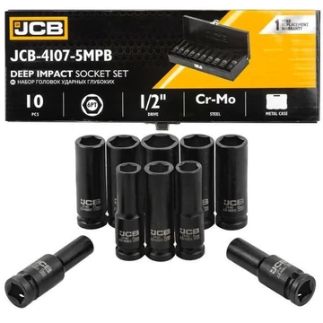 JCB 4107-5MPB mély ütvecsavarozó dugókulcs 1/2" 10 részes 10-24mm