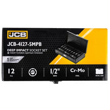 JCB 4127-5MPB mély ütvecsavarozó dugókulcs 1/2" 12 részes 10-24mm