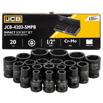 JCB 4203-5MPB ütvecsavarozó dugókulcs 1/2" 20 részes 8-32mm