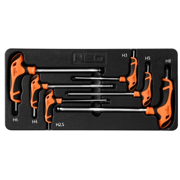 NEO Tools 84-254 Imbuszkulcs készlet T-markolat, műhelykocsi tálcával, 6db