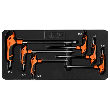 NEO Tools 84-264 torxkulcs készlet T-markolat, műhelykocsi tálcával, 6db