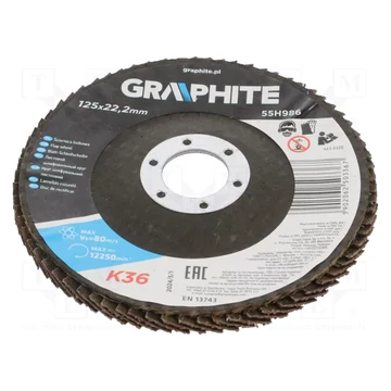 Graphite 55H986 lamellás csiszolókorong 125mm, K36
