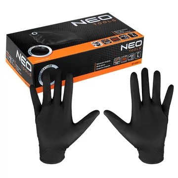 NEO Tools 97-691-L eldobható nitril munkakesztyű, fekete, 100db