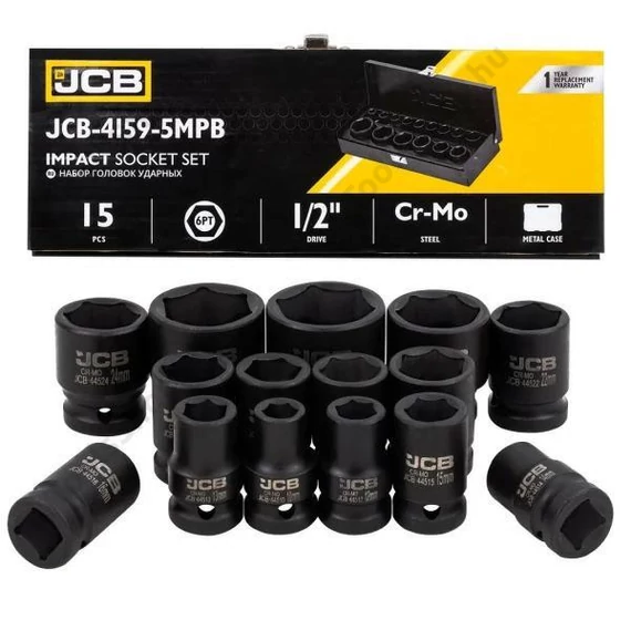 JCB 4159-5MPB ütvecsavarozó dugókulcs 1/2" 15 részes 10-32mm
