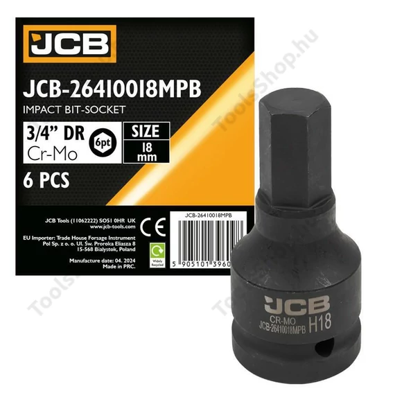 JCB 26410018MPB ütvecsavarozó bitfej 3/4" 18 mm