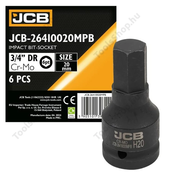 JCB 26410020MPB ütvecsavarozó bitfej 3/4" 20 mm
