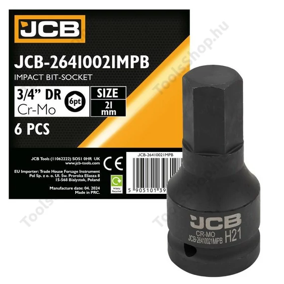 JCB 26410021MPB ütvecsavarozó bitfej 3/4" 21 mm