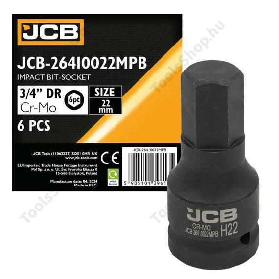 JCB 26410022MPB ütvecsavarozó bitfej 3/4" 22 mm