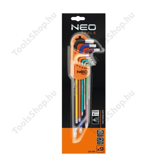 NEO Tools 09-518 torxkulcs készlet, furatos, 9db