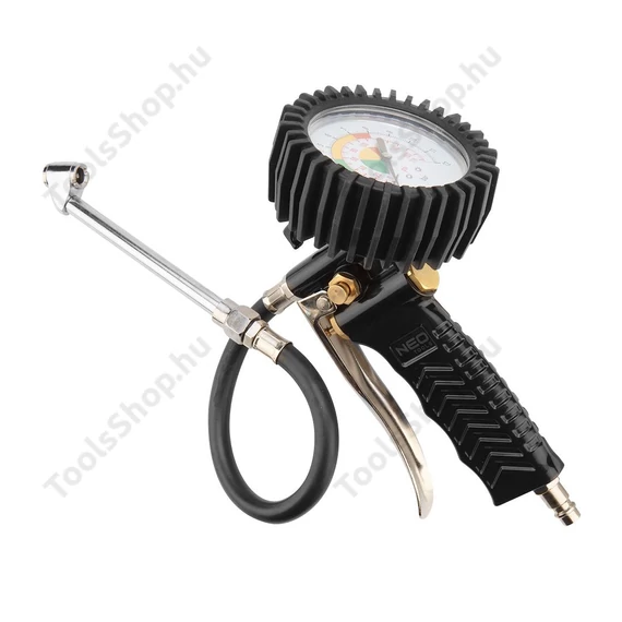 NEO Tools 14-716 pneumatikus kerékfúvó pisztoly teherautókhoz, nyomásmérővel 80mm