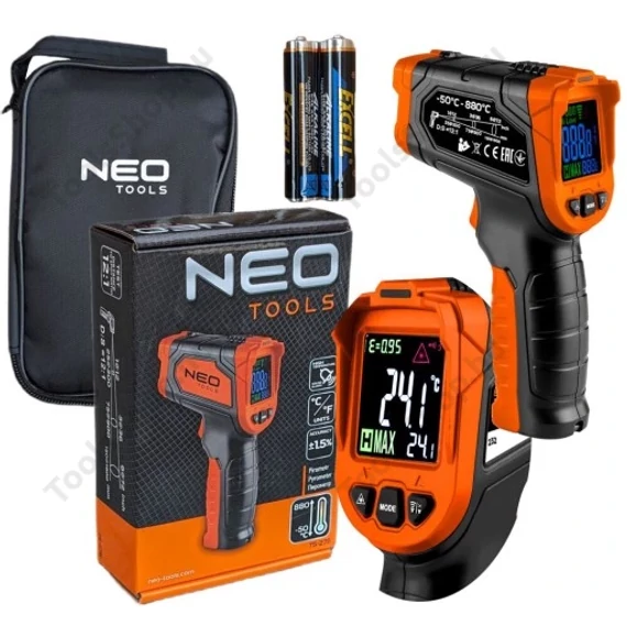 NEO Tools 75-276 Infravörös hőmérő, lézer irányzékkal -50 - 880°C