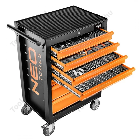 NEO Tools 84-222-12 fém műhelykocsi, 7 fiókkal, 176 db szerszámmal