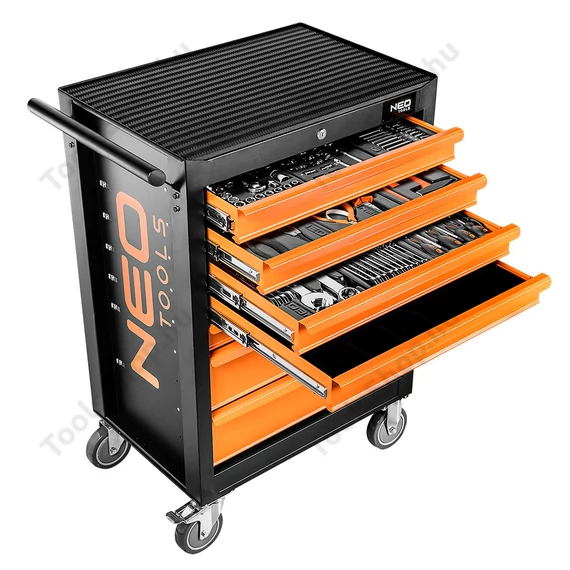 NEO Tools 84-221-9 fém műhelykocsi, 6 fiókkal, 149 db szerszámmal