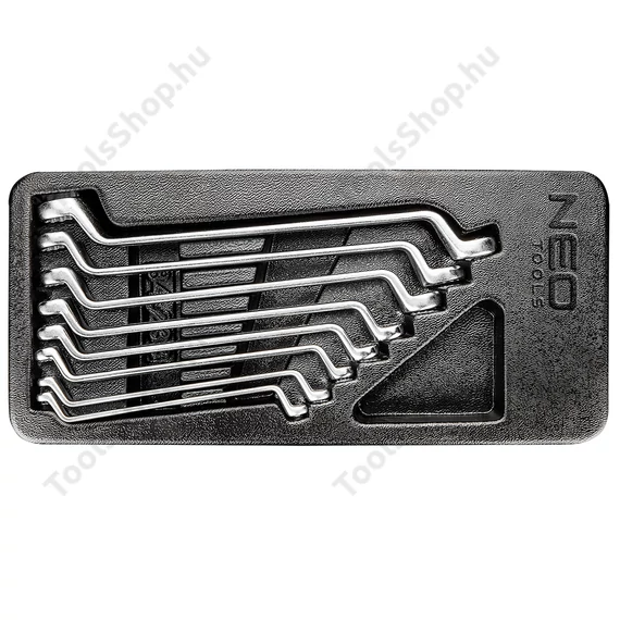 NEO Tools 84-233 hajlított csillagkulcs készlet műhelykocsitálcával, 8db, 6-22 mm