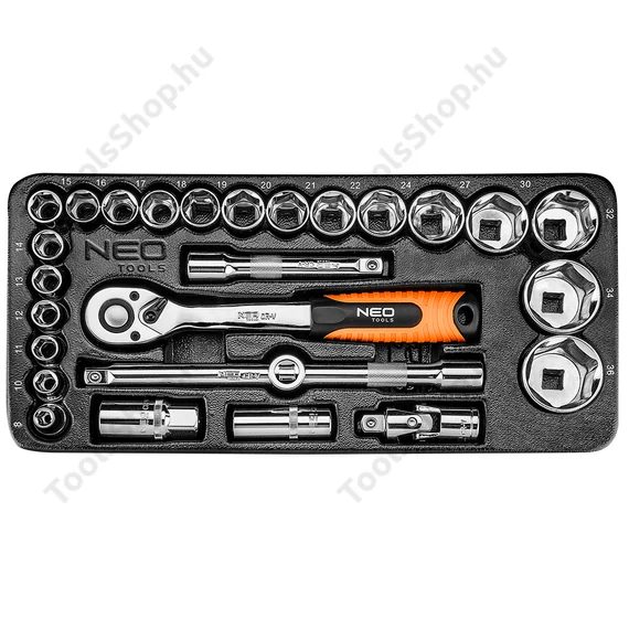 NEO Tools 84-238 dugókulcs készlet műhelykocsitálcával, 27db, 1/2"