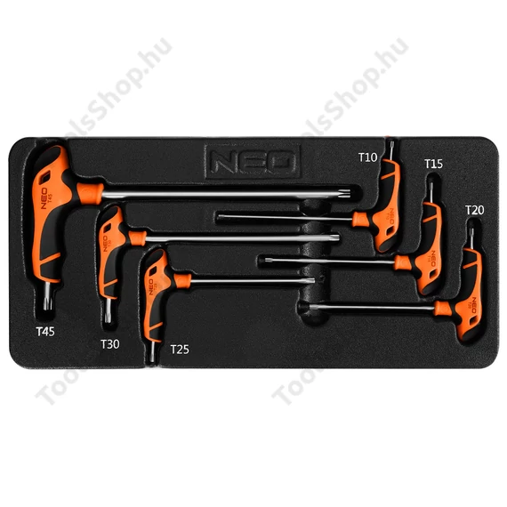 NEO Tools 84-264 torxkulcs készlet T-markolat, műhelykocsi tálcával, 6db