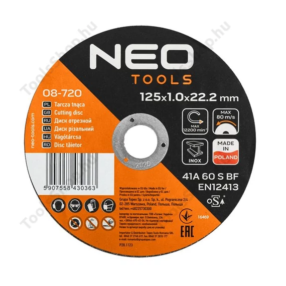 NEO Tools 08-720 vágókorong, fémhez, 125mm 25db