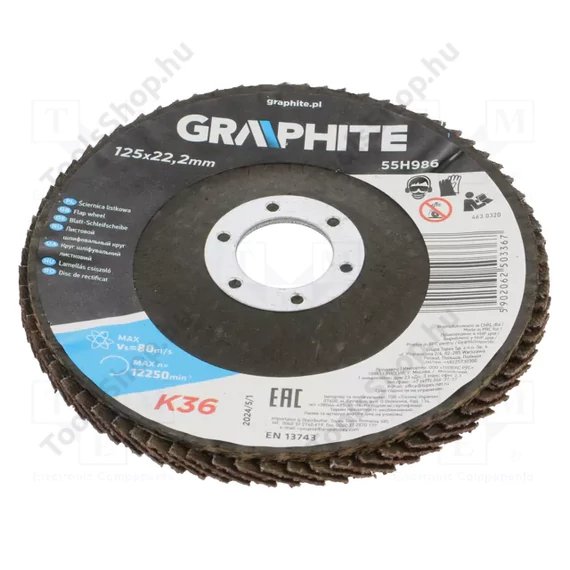 Graphite 55H986 lamellás csiszolókorong 125mm, K36