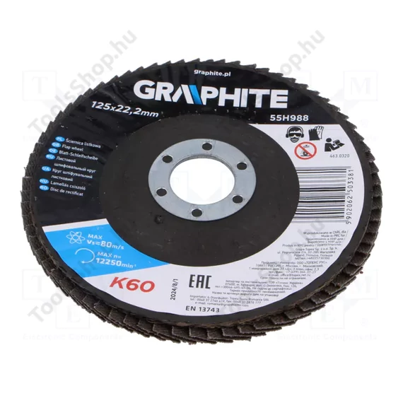 Graphite 55H988 lamellás csiszolókorong 125mm, K60