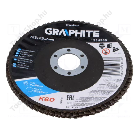 Graphite 55H989 lamellás csiszolókorong 125mm, K80