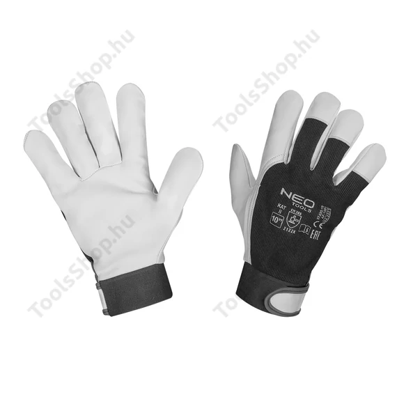 NEO Tools 97-655-10 munkakesztyű, kecskebőr, tépőzáras, 10"