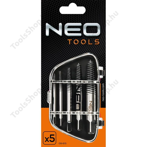 NEO Tools 09-615 törtcsavar-kihajtó készlet 2-14mm, M3-M18, 5db 